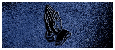 DNSEMP-L-516-BK-SH-BL Black Praying Hands Shimmer Blue